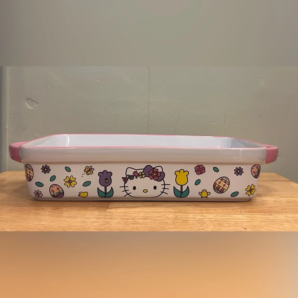 Hello Kitty Spring Flowers Rectangle Ceramic Baking Dish Made By Sanrio